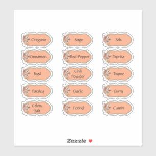 15 Rustic Floral Spice Jar Stickers