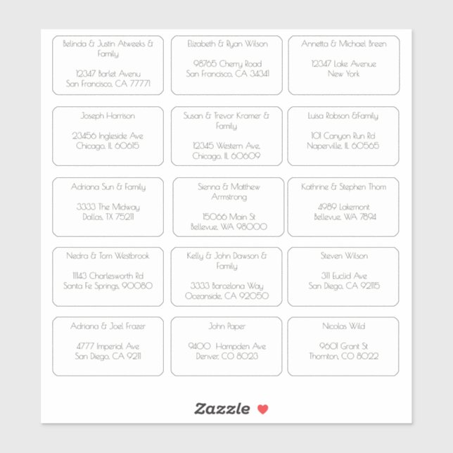 15 Simple Individual Guest Name Address (Sheet)