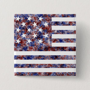 15 Star Us Flag 2 Inch Square Button