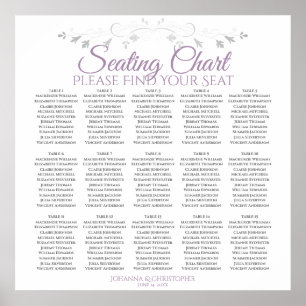 15 Table Lavender on White Wedding Seating Chart