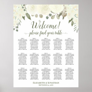 15 Tableau Sièges Mariages de roses blanches ivoir