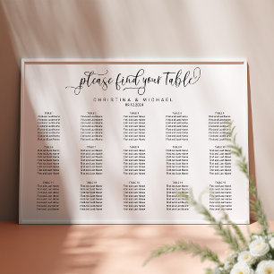 15 Tables 120 Guests Calligraphy Seating Chart
