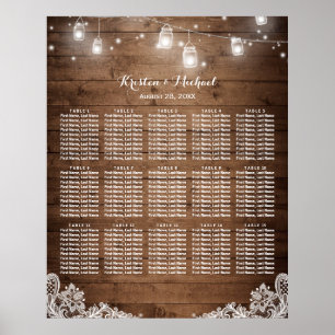 15 Tables Rustic String Lights Seating Chart