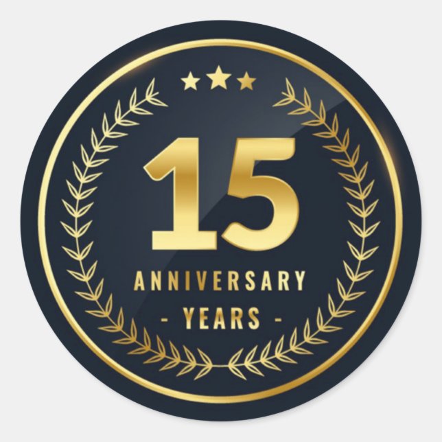 15 Year Anniversary Classic Round Sticker (Front)