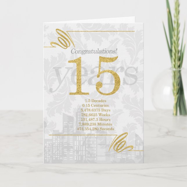 15 Year Employee Anniversary Professional Card (Front)