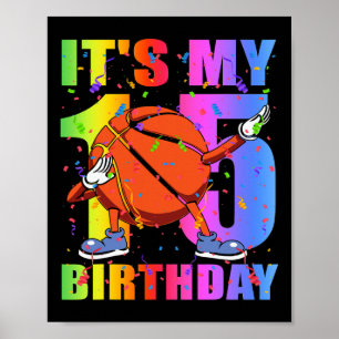 15 Year Old 15th Basketball Birthday Party Theme B Poster