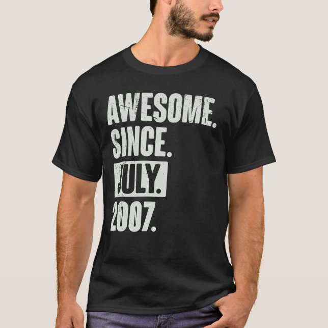 15 Year Old 15th Birthday   Awesome Since July 200 T-Shirt (Front)