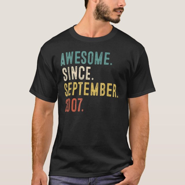15 Year Old   Awesome Since September 2007 15th Bi T-Shirt (Front)