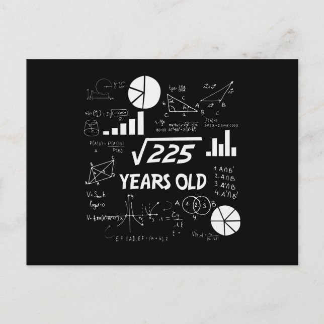 15 Year Old Bday Geeky Math 15th birthday Gift Postcard (Front)