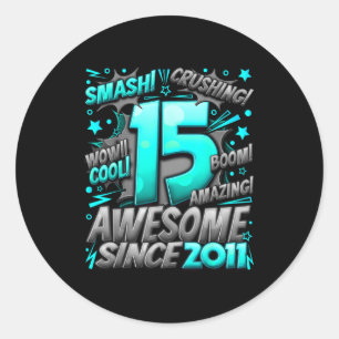 15 Year Old For Boys 15th Birthday Boy 15 Year Old Classic Round Sticker