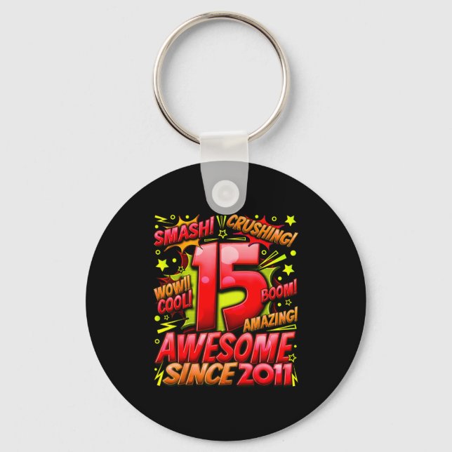 15 Year Old For Boys 15th Birthday Boy 15 Year Old Keychain (Front)
