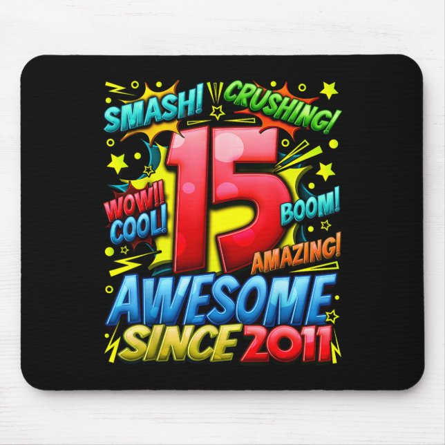 15 Year Old For Boys 15th Birthday Boy 15 Year Old Mouse Pad (Front)