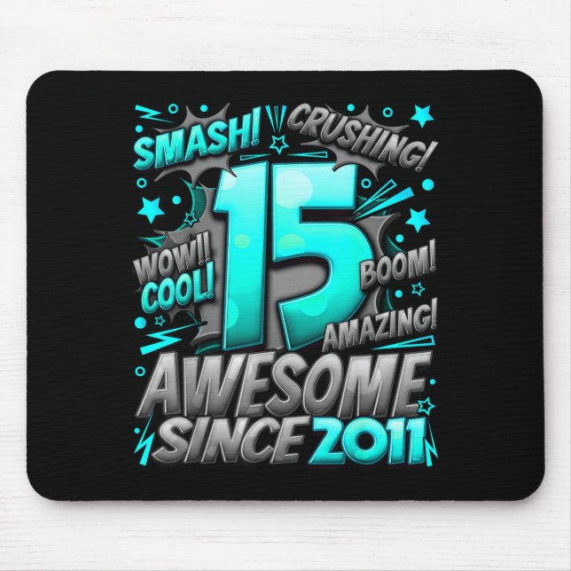 15 Year Old For Boys 15th Birthday Boy 15 Year Old Mouse Pad (Front)