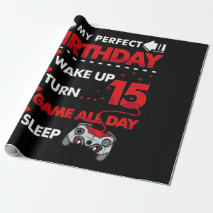 15 Year Old Gamer Boy 15th Perfect Birthday Gaming Wrapping Paper