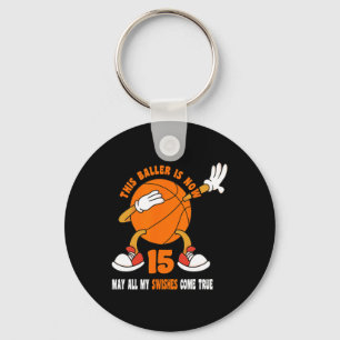 15 Year Old Happy 15th Birthday Basketball 15th Bi Keychain