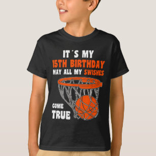 15 Year Old Happy 15th Birthday Basketball 15th Bi T-Shirt