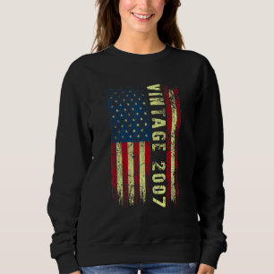 15 Year Old Vintage 2007 American Flag 15th Birth Sweatshirt