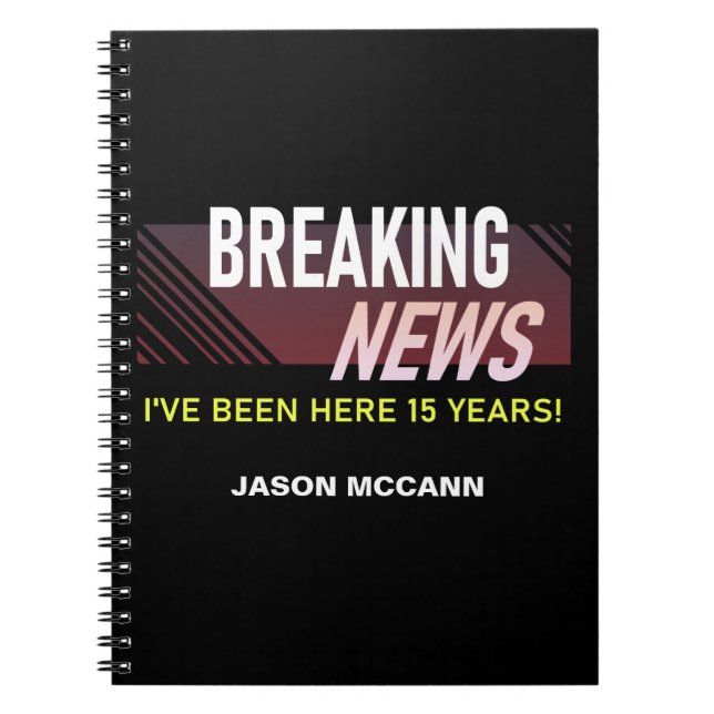 15 Year Work Anniversary 15th Employee Tenure Notebook (Front)