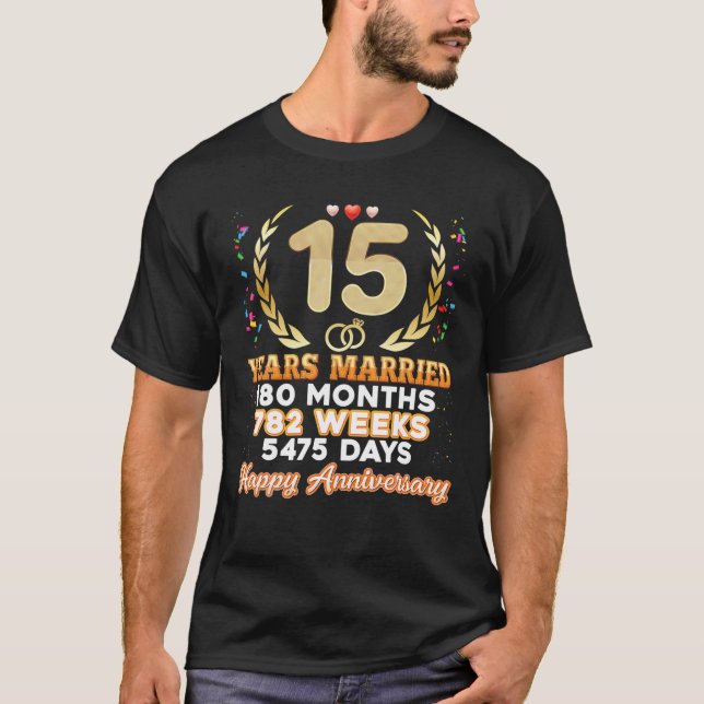 15 Years Married Happy 15Th Wedding Anniversary Co T-Shirt (Front)