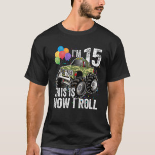 15 Years Old 15th Birthday Boy Monster Truck T-Shirt