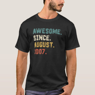 15 Years Old  Awesome Since August 2007 15th Birth T-Shirt