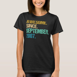 15 Years Old Awesome Since September 2007 15th 10 T-Shirt