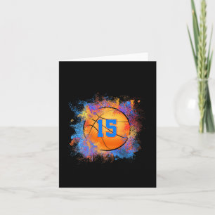 15 Years Old Kids 15th Birthday Basketball Kids Bo Card