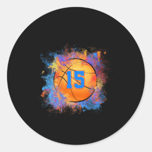 15 Years Old Kids 15th Birthday Bysketbyll Kids Bo Classic Round Sticker