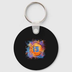 15 Years Old Kids 15th Birthday Bysketbyll Kids Bo Keychain
