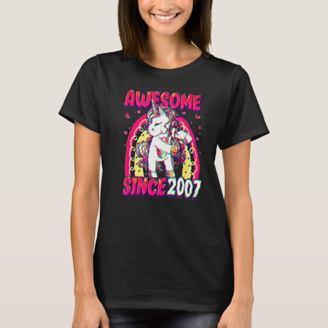 15 Years Old Unicorn Flossing 15th Birthday Girl U T-Shirt (Front)