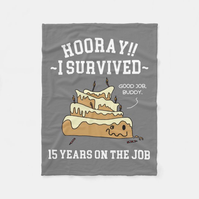 15 Years on the Job 15th Work Anniversary Fleece Blanket (Front)