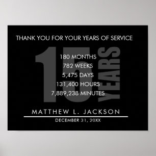 15 Years Retirement or Employee Appreciation Gift Poster