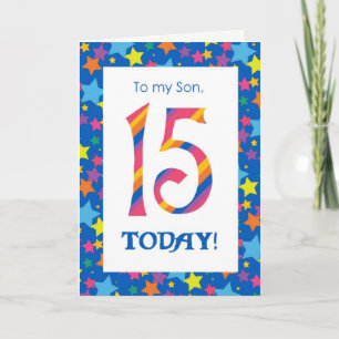 15e Anniversaire Carte pour un Fils, Stripes et Et