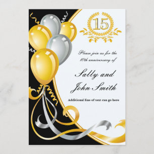 15e anniversaire Gold & Silver Invitation d'annive