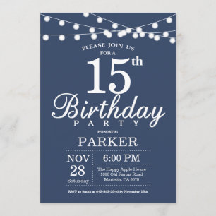 15e anniversaire Invitation Bleu