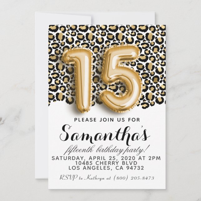 15e anniversaire Invitation de Poster de animal lé (Devant)