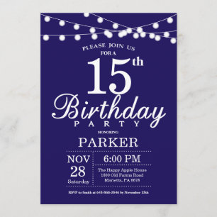 15e anniversaire Invitation Marine Bleue