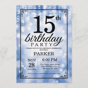 15e anniversaire Invitation Parties scintillant bl