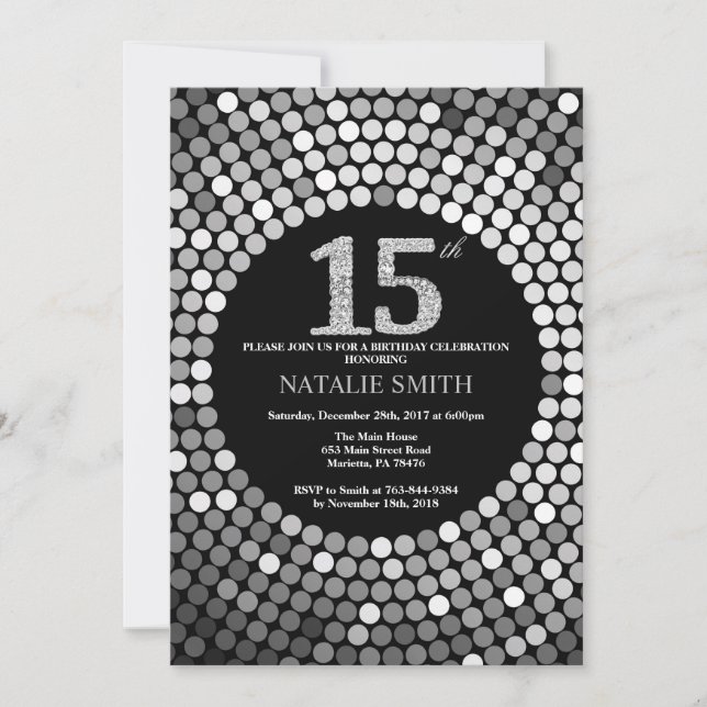 15e anniversaire Invitation Parties scintillant no (Devant)