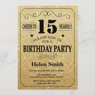 15e anniversaire Invitation Parties scintillant no