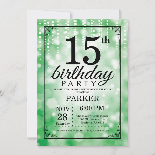 15e anniversaire Invitation Parties scintillant ve (Devant)