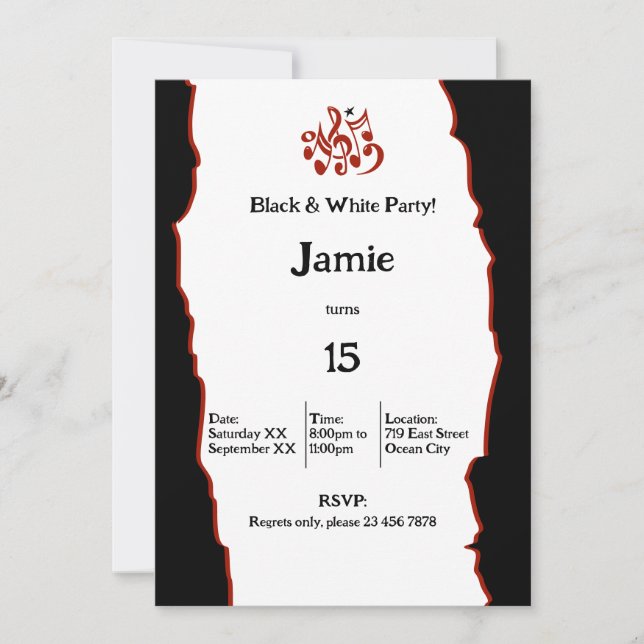 15e carte d'invitation à la fête d'anniversaire en (Devant)