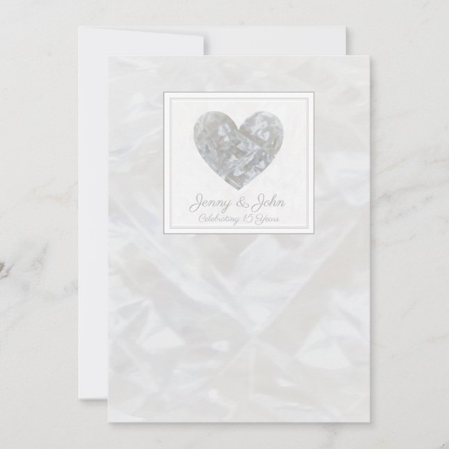 15e Mariage d'anniversaire Crystal invitation coeu (Devant)