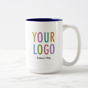 15oz Navy Blue Inner Logo Mug Custom Name Business
