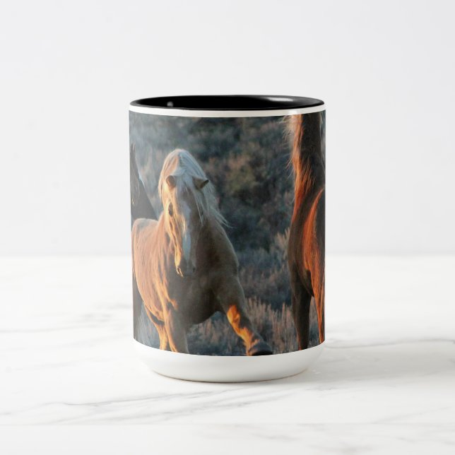 15oz of Pure-wild Mustang Energy in a Mug! Two-Tone Coffee Mug (Center)