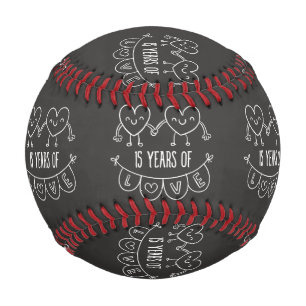 15th Anniversary Gift Chalk Hearts Baseball