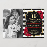 15th Anniversary with Photo - Gold Black Red