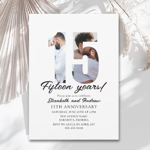 15th Anniversary with Photo Minimalist Invitation
