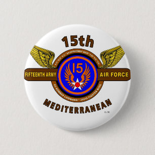 15TH ARMY AIR FORCE "ARMY AIR CORPS" WW II 2 INCH ROUND BUTTON