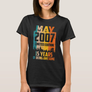 15th Birthday 15 Years Awesome Since May 2007 Vint T-Shirt